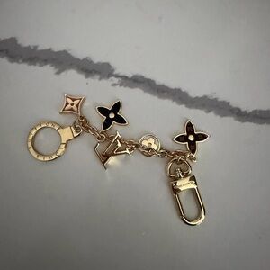Louis Vuitton Gold and Black Monogram Charm Key Holder
